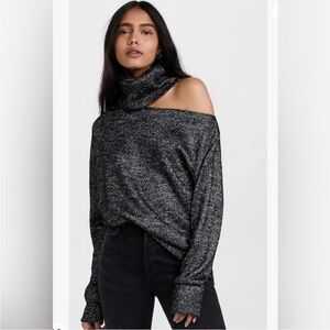 NWT PAIGE METALLIC  Black-SILVER Turtleneck Sweater...SIZE:S